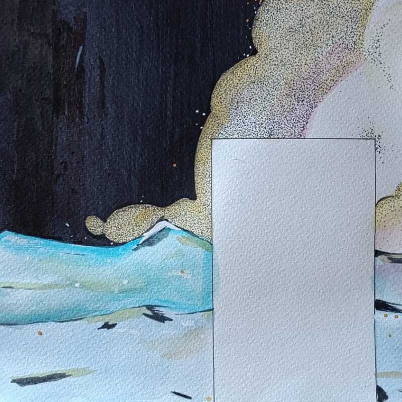 Sturmig (Vorlage für großflächiges Wandgemälde), Wasserfarbe auf A3, 2024